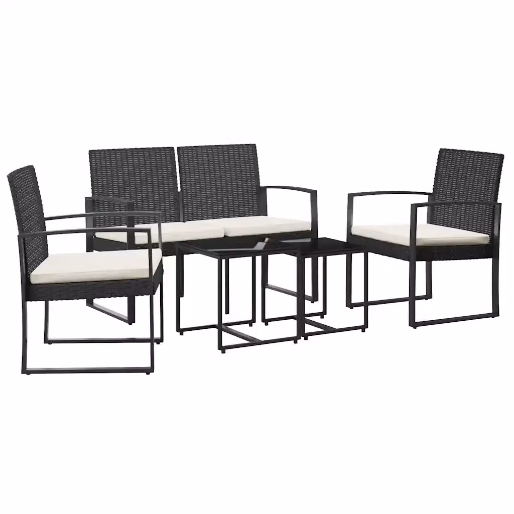 Set da Pranzo da Giardino Moderno vidaXL in Metallo e Vetro con 5 Pezzi Nero Antracite e Bianco – 2