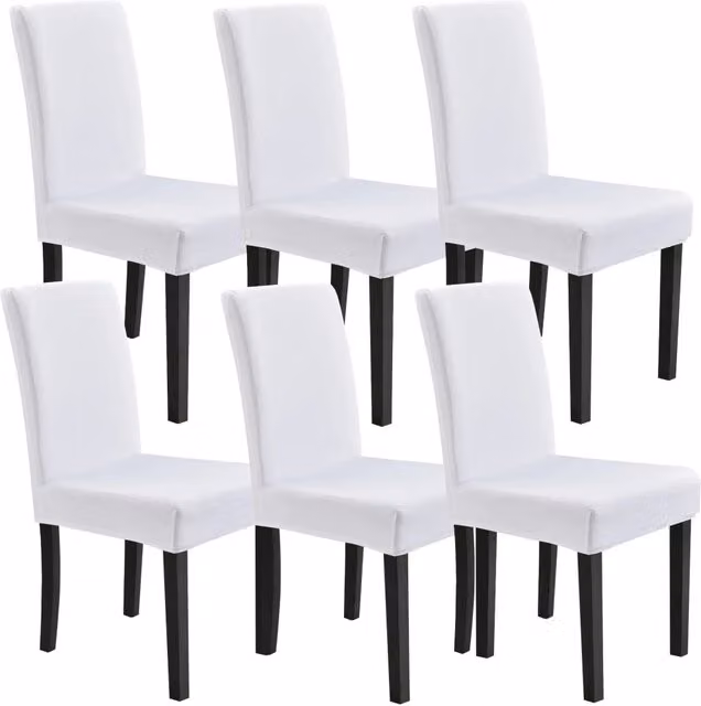 Set di 6 coprisedie elastici bianchi neu.haus lavabili in poliestere ed elastan per sedie da pranzo