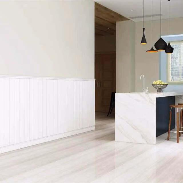 Boiserie in Duropolimero Polistrutturato Modello DENVER Eternal Parquet Colore Bianco L: 200 cm, H: 115 cm