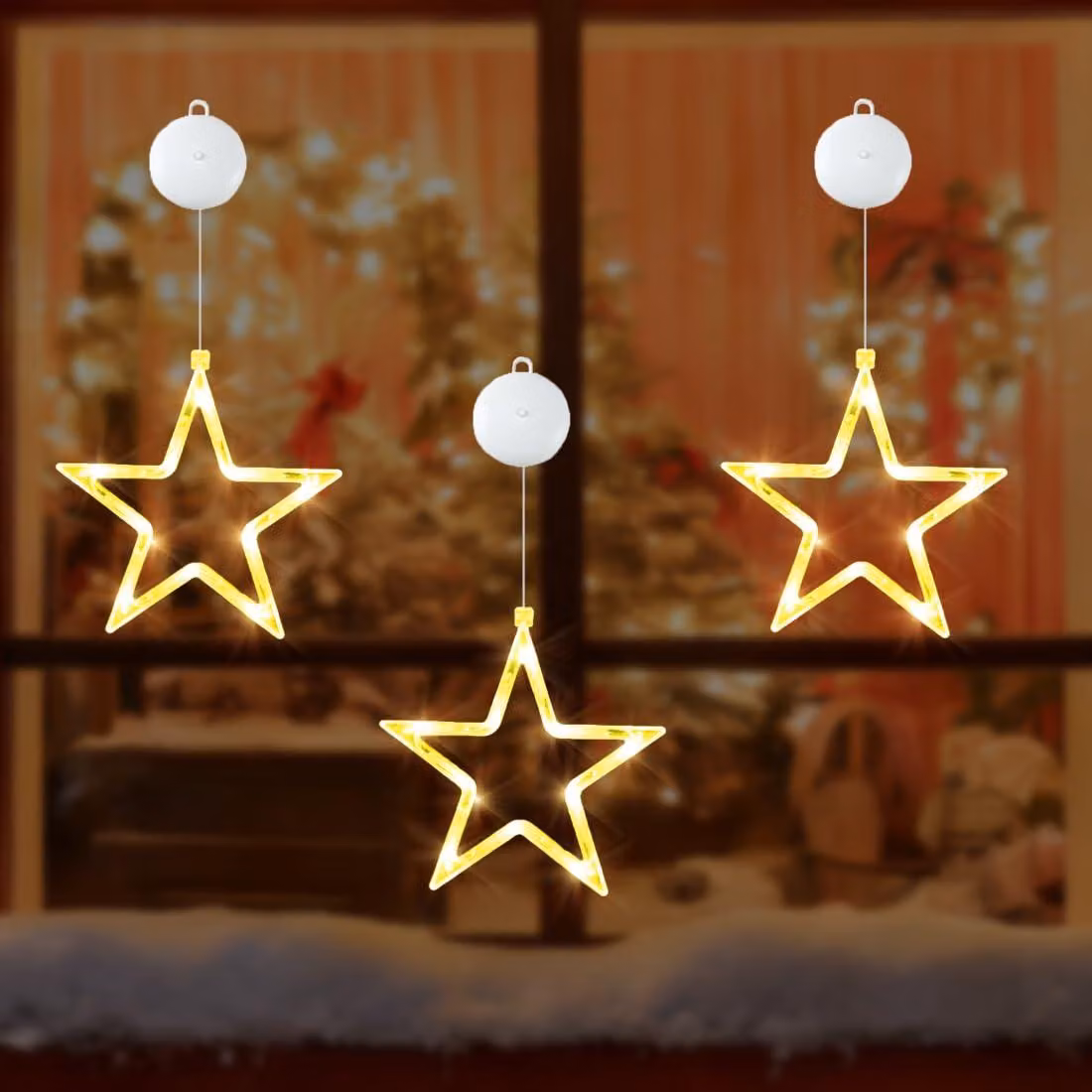 Lampada a ventosa per finestre, 20 cm, luce bianco caldo, alimentata a batteria, con 30 LED