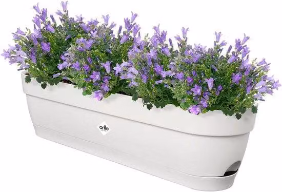 Aiuola da esterno con serbatoio per l'acqua piovana, colore bianco - larghezza 70 cm