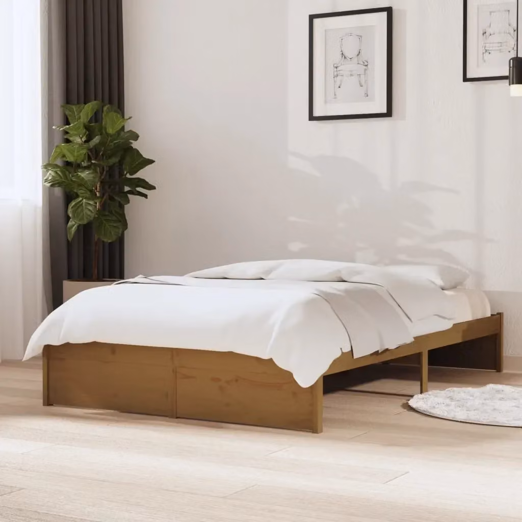 Letto matrimoniale Ambra in legno massello di pino marrone con struttura a doghe fisse L/P/H: 195.5 x 120 x 125.5 cm – 2
