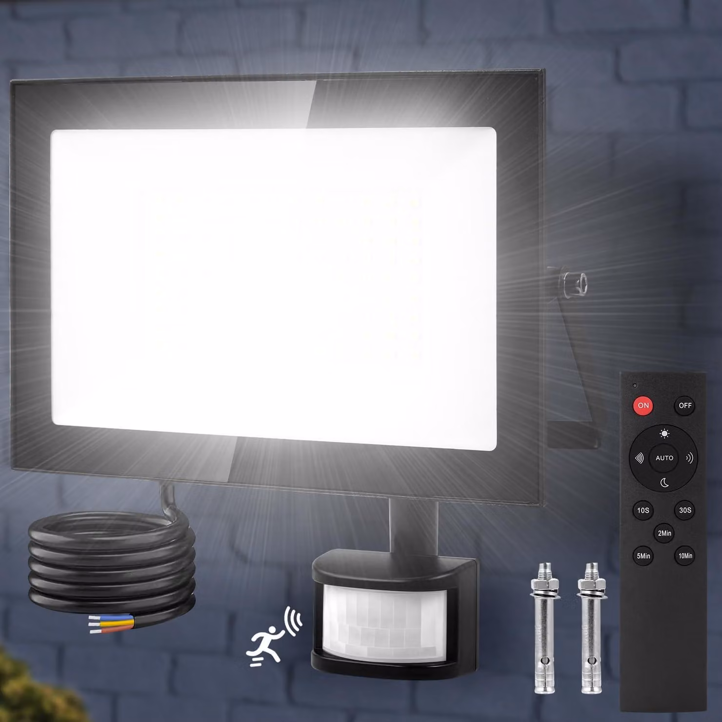 Faretto a LED da 150 W, 15000 lumen, luce bianca fredda, con sensore di movimento, grado di protezione IP66