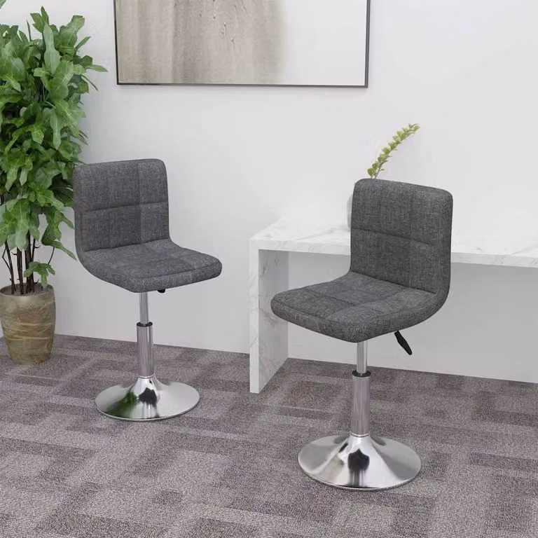 Set di 2 sedie da pranzo girevoli vidaXL in tessuto grigio scuro con design moderno