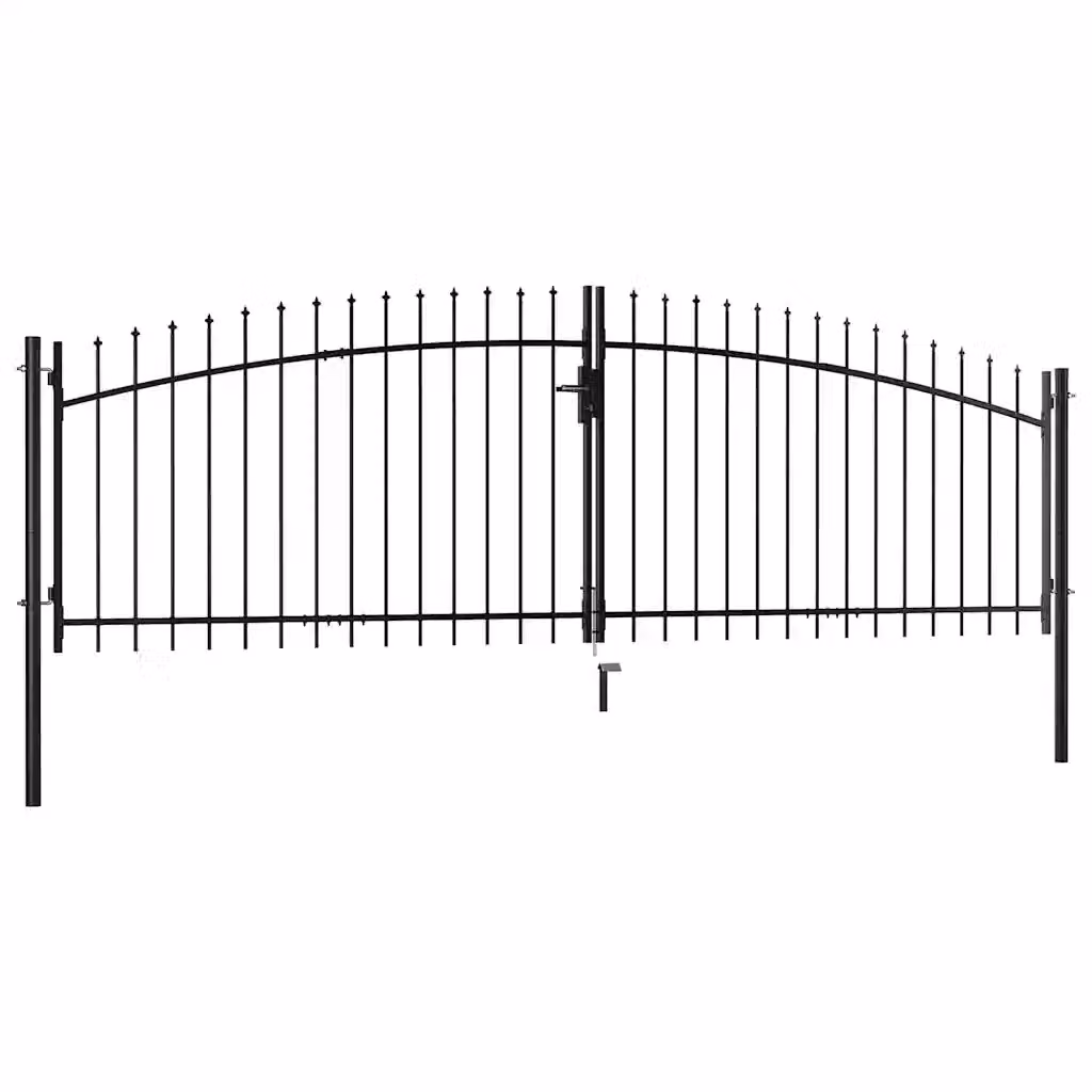 Cancello Doppio a Battente vidaXL in Acciaio Grigio e Nero L: 400 cm, H: 150 cm