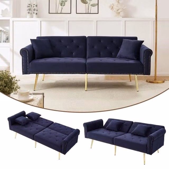 Divano letto 2 posti ¨C Minimal ¨C Velluto, struttura in metallo, 140x90cm