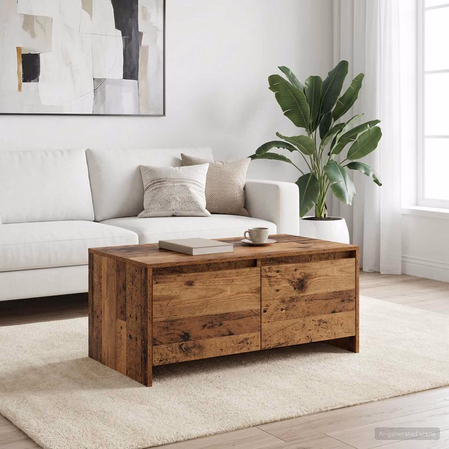 vidaXL Tavolino da salotto moderno in legno di quercia marrone L/P/H: 90 x 50 x 41.5 cm
