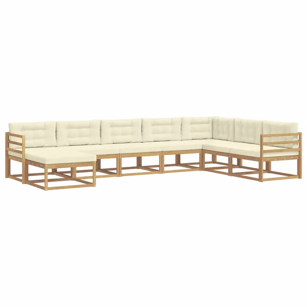 Set di divani da esterno a L vidaXL in legno di acacia con 8 pezzi, colore bianco e beige – 2