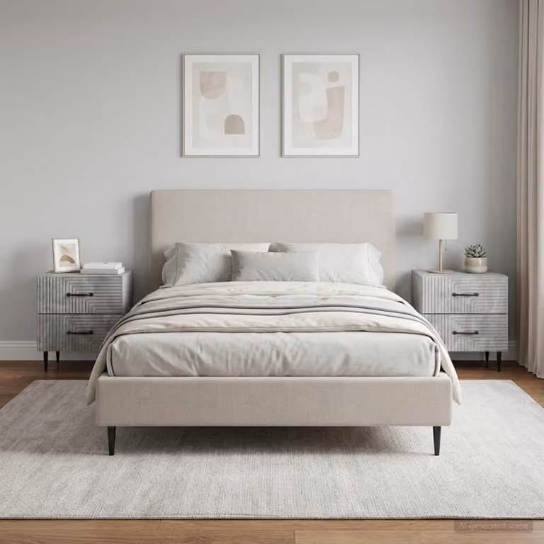 Set di 2 Armadi da Notte vidaXL Moderno Grigio Cemento L: 43 cm, P: 34,5 cm, H: 47,5 cm