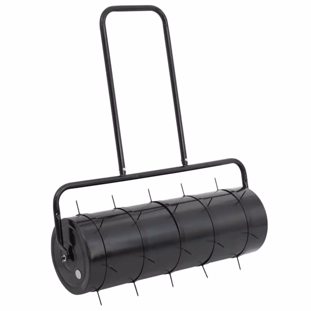 Rullo aeratore manuale per prato da giardino vidaxl in acciaio nero – 2