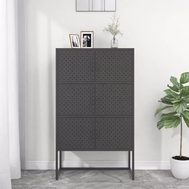 Credenza Alta Antracite 80x35x135 cm in Acciaio 335879