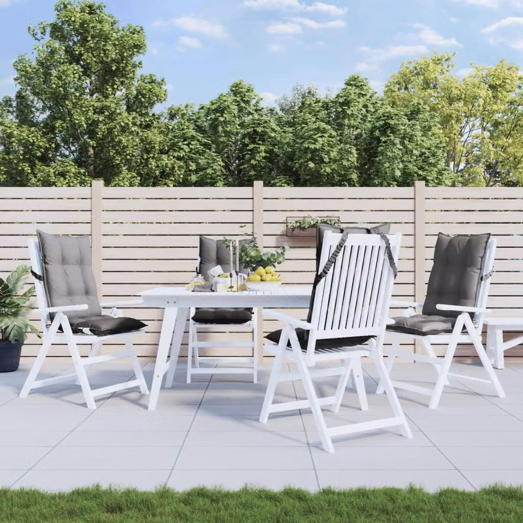 Set di 4 cuscini per sedia con schienale alto vidaXL in tessuto Oxford grigio, impermeabili e traspiranti