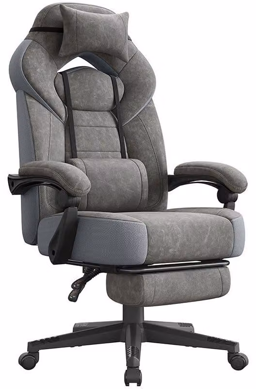 Sedia da ufficio ergonomica OBG077G01, con poggiapiedi, capacità di carico 150 kg, colore grigio