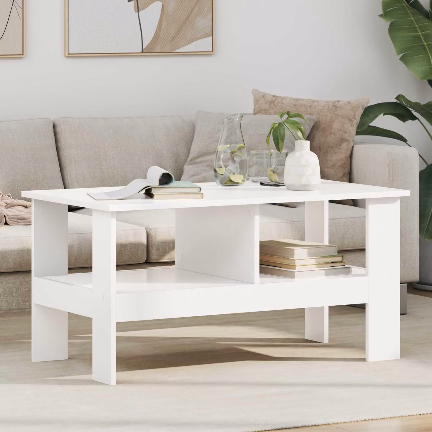 Maison Exclusive - Tavolino bianco 90 x 50 x 45 cm Materiale ligneo