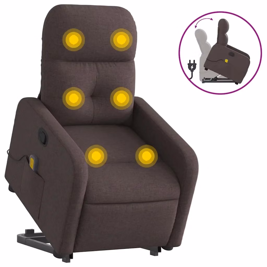 Poltrona Alzapersona Reclinabile con Assistenza Elettrica vidaXL in Tessuto Marrone per Senior – 2