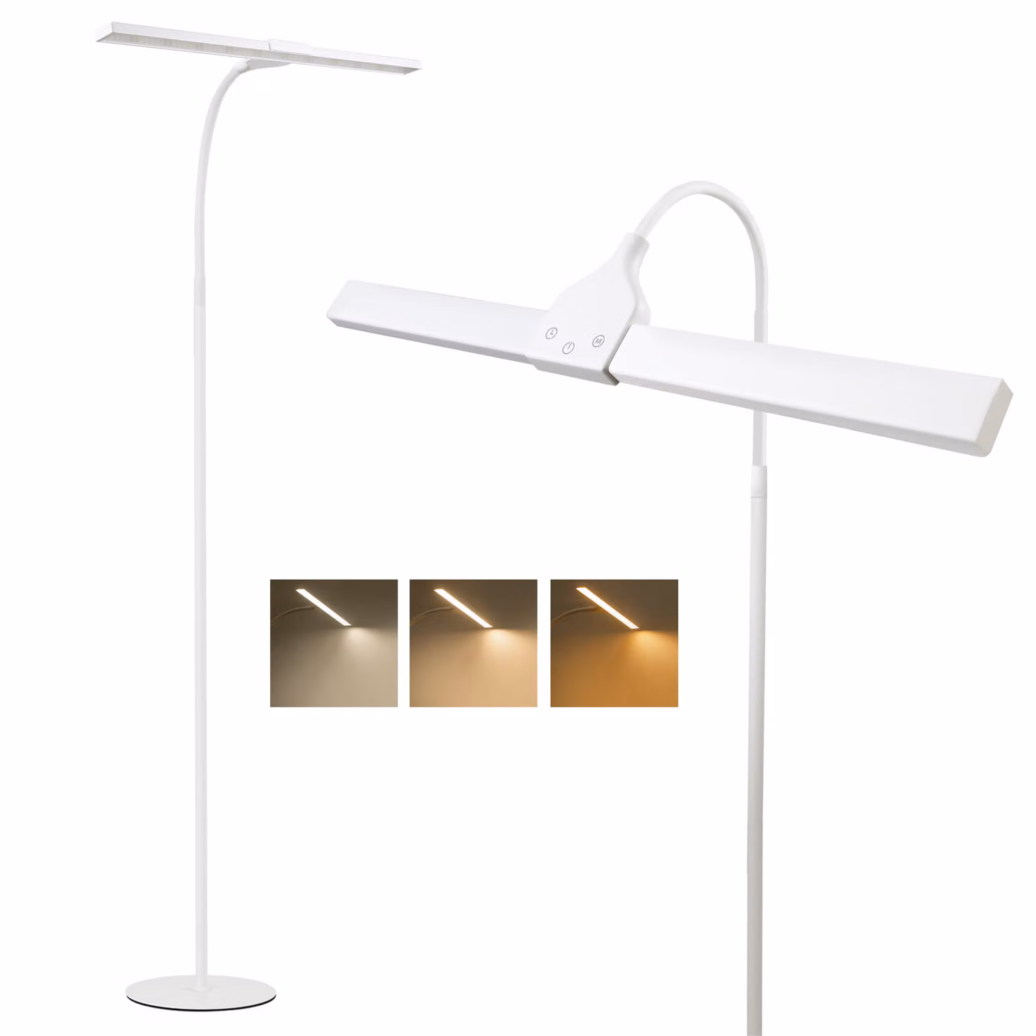 ZMH LED lampada da terra dimmerabile lampada da lettura per soggiorno - Lampada da terra moderna 10W Lampada da terra touch con timer e funzione di memoria Illuminazione a collo d'oca flessibile decorazione per camera da letto ufficio - Altezza: 156CM