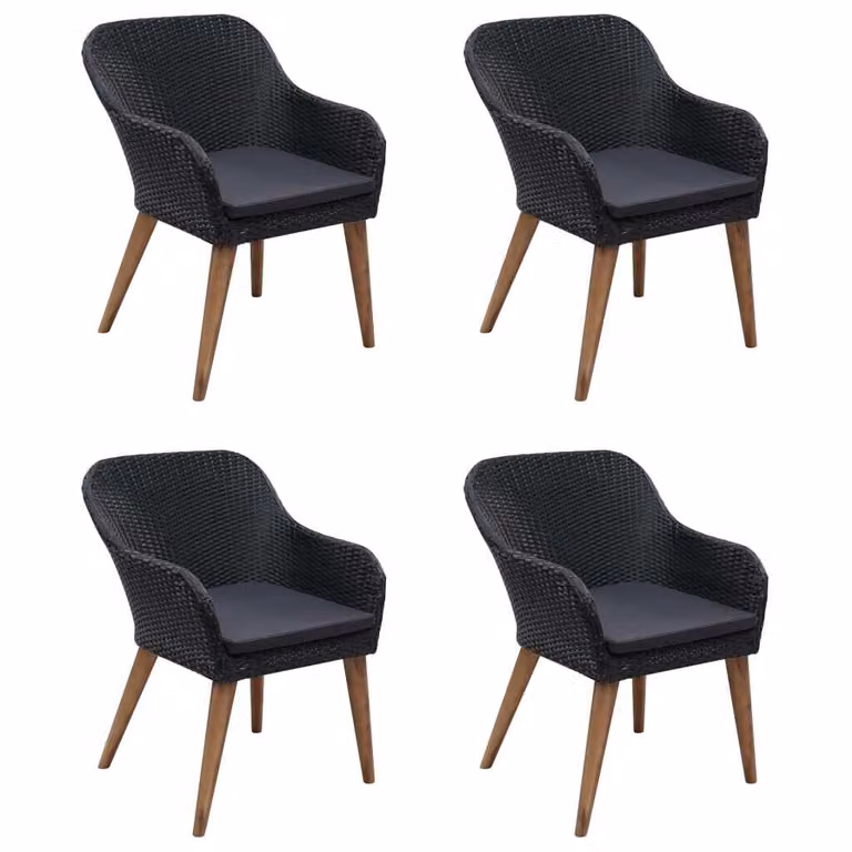 Set Mobili da Pranzo per Giardino 5 pz Nero