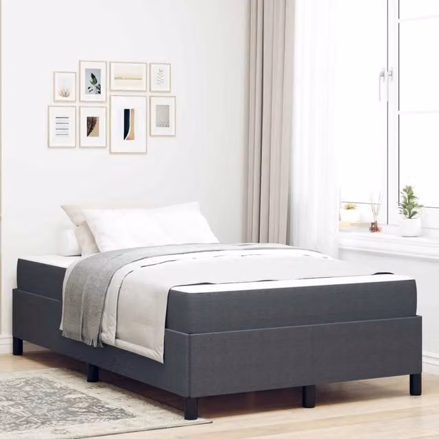 Letto moderno vidaXL imbottito in tessuto grigio e bianco L/P/H: 120 x 200 x 55 cm – 1