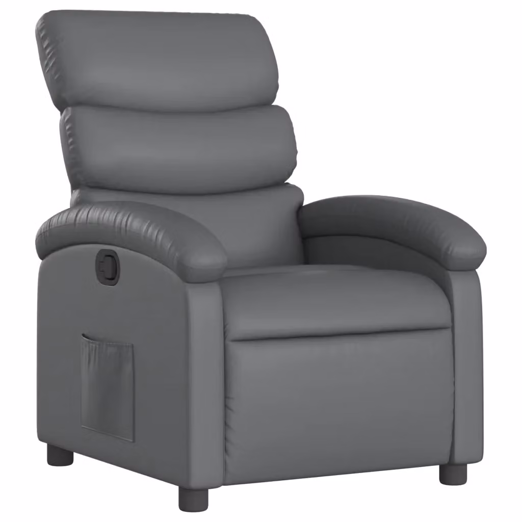 Poltrona reclinabile relax vidaXL in similpelle grigia con braccioli e leva manuale – 2