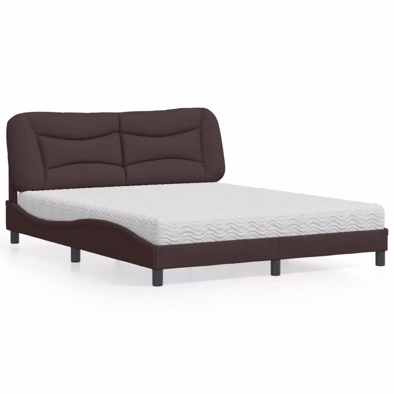 Letto con materasso "Hvar" in tessuto marrone scuro 160x200 cm