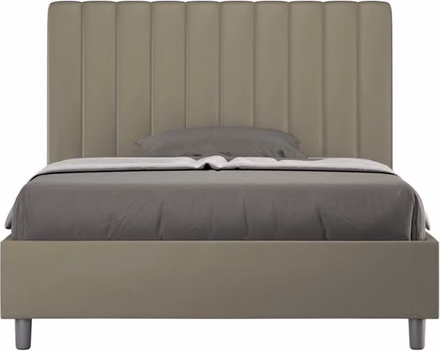 BS COM Letto una piazza e mezza senza rete imbottito 130x190 similpelle cappuccino