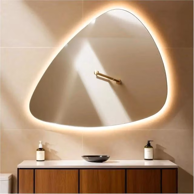 Specchio da parete AGAPE con striscia LED 4000K luce naturale, design minimalista rettangolare in vetro nero, L: 100 cm, H: 75 cm