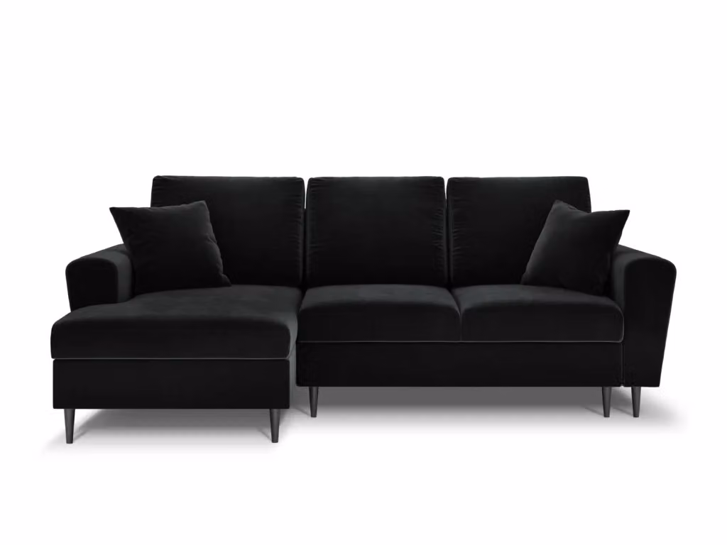 Divano angolare convertibile Kyoto Cosmopolitan Design con contenitore, 4 posti, velluto nero, L 241 x P 114,6 x H 88 cm – 2