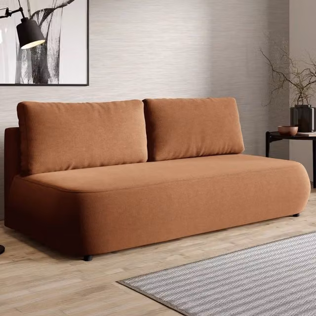 Divano Letto 2 Posti con Contenitore Brugnato DMORA Arancione L: 210 cm, P: 106 cm – 1