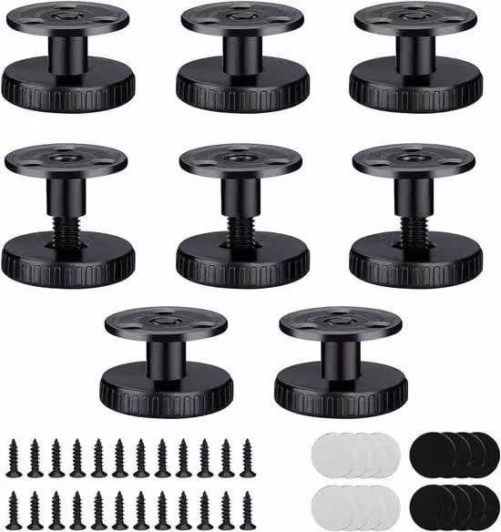 Set di 8 piedini regolabili per mobili, da 27 a 40 mm, neri, adatti per tavoli, armadi e poltrone, con piedino antiscivolo per carichi pesanti