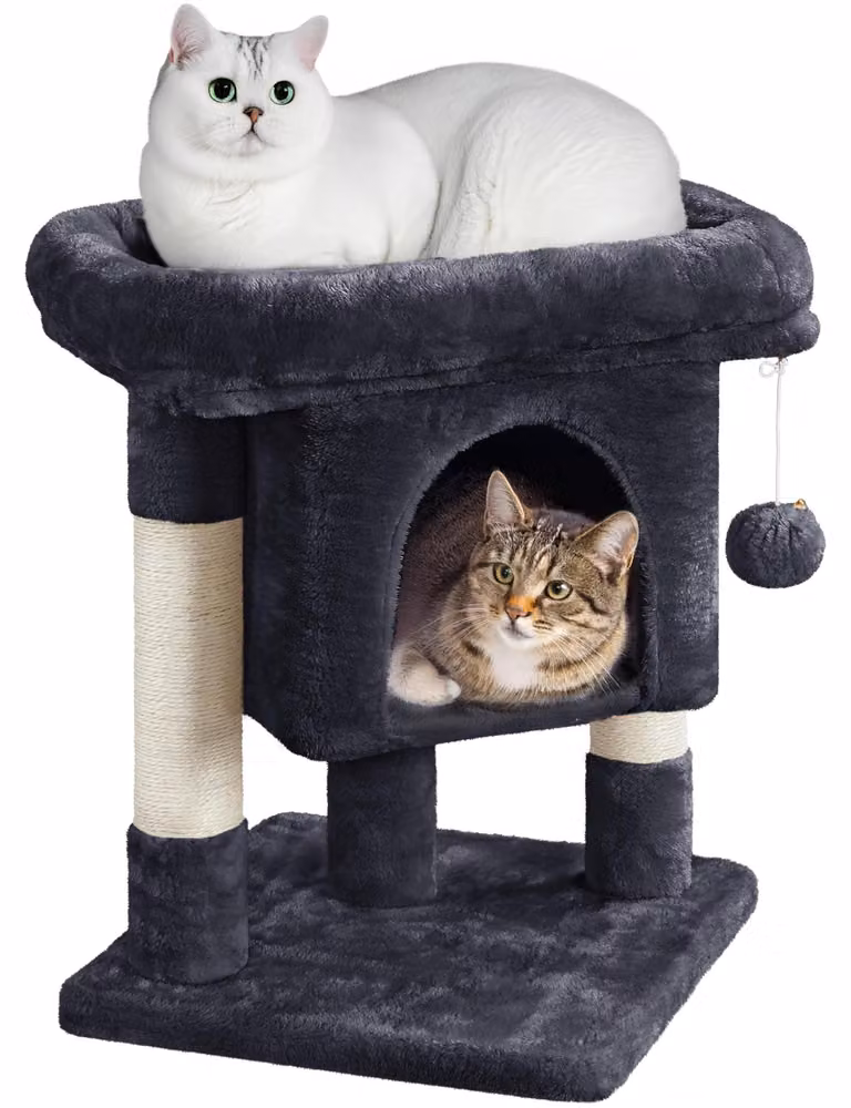 Yaheetech, albero per gatti piccolo da 59 cm, con ampia piattaforma, colore nero