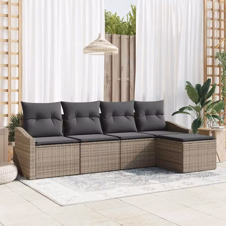 Set di divani da giardino vidaXL a forma di L con cuscini, colore grigio
