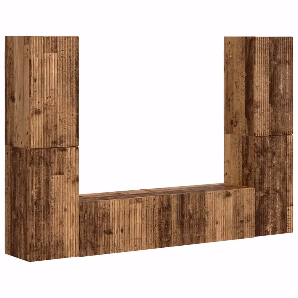Set mobile TV moderno vidaXL in 6 pezzi color marrone in legno e MDF per soggiorno – 2