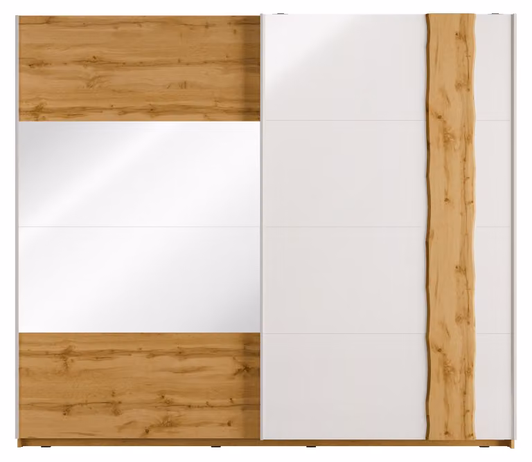 Armadio "raumhirsch" in legno di quercia "Wotan", finitura bianco lucido, dimensioni 250 x 218,1 x 66 cm