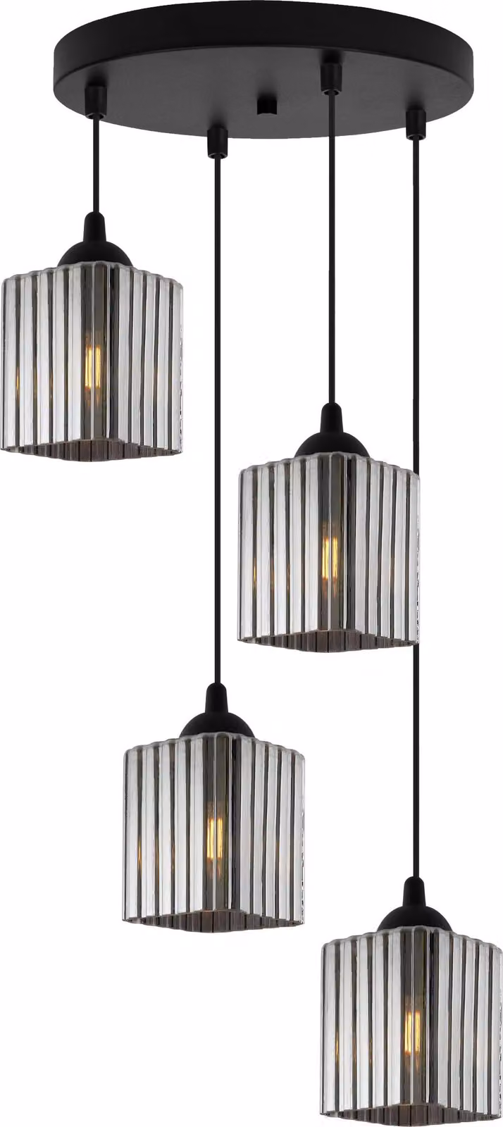 Lampada a sospensione Riffle nera a 4 luci con paralumi a cubo color grafite E27 OW - lampada a sospensione moderna per un'illuminazione d'interni di stile