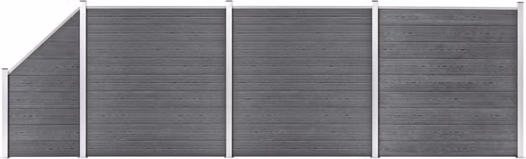 Maison Exclusive - Set recinzione in WPC: 3 pannelli quadrati + 1 pannello obliquo, 619 x 186 cm, grigio