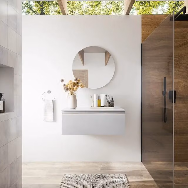 Cassettone sospeso per bagno Parama grigio opaco con cassetto soft close L: 60 cm