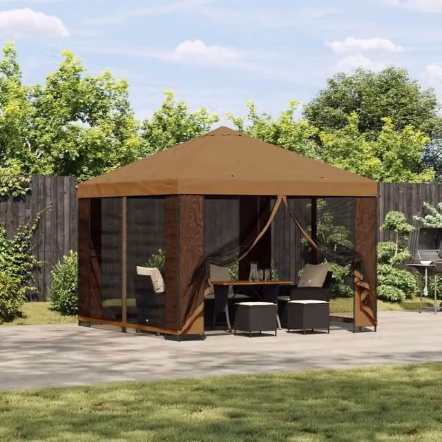 Gazebo 3 x 3 m Beige Poliestere e Acciaio 190 gsm 900349