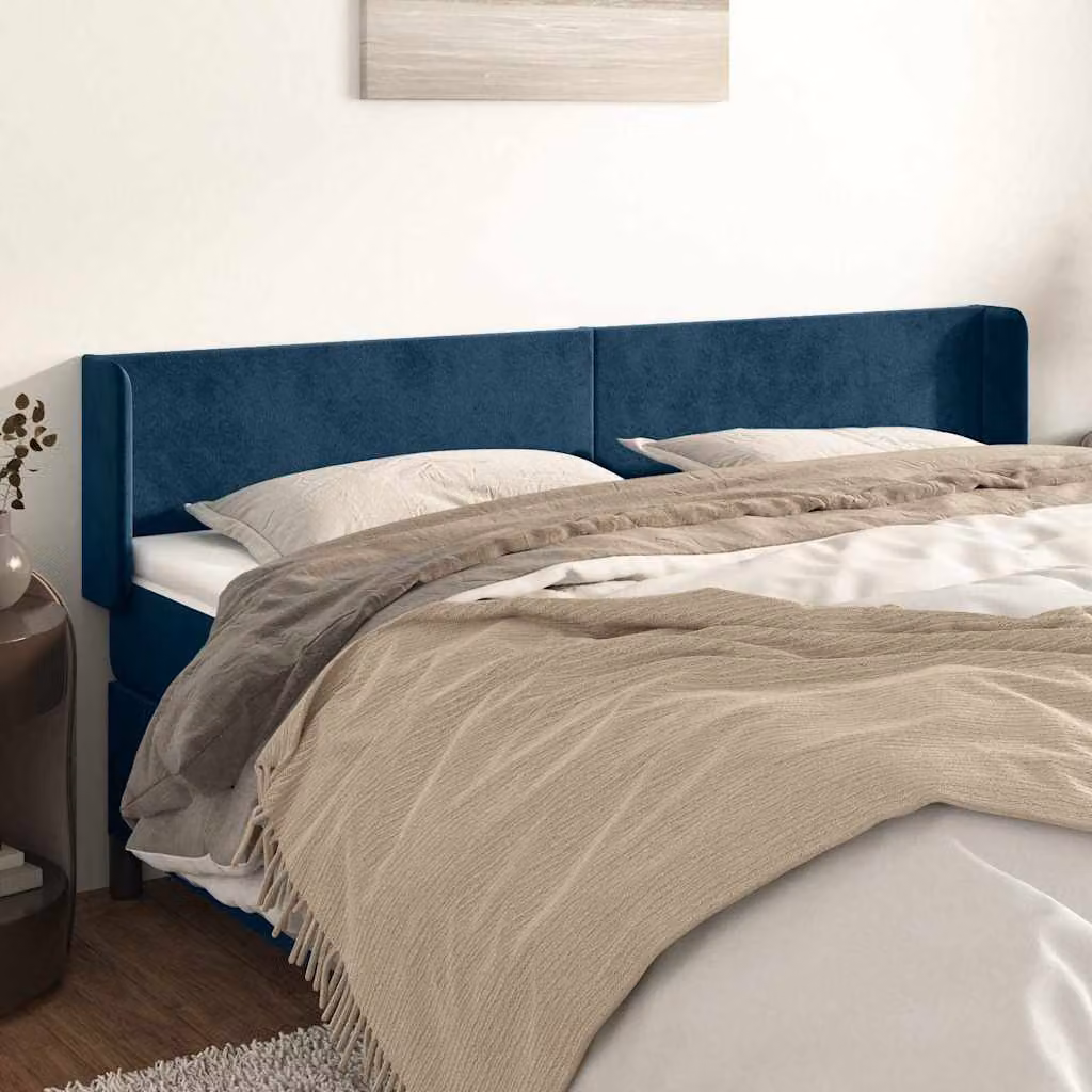 Testiera ad orecchio vidaXL in velluto blu scuro L: 163 cm, P: 16 cm, H: 78-88 cm