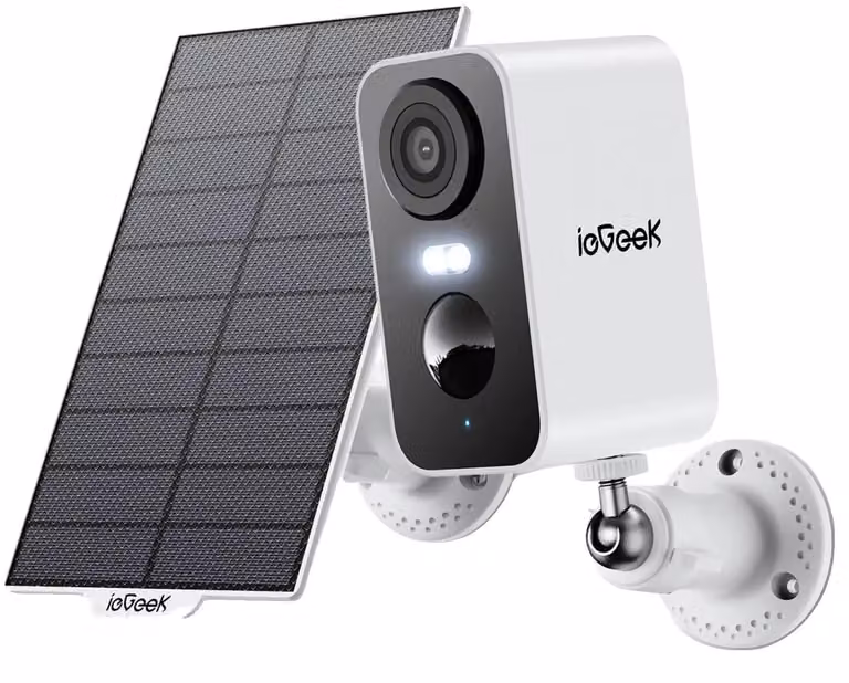 Telecamera di sicurezza wireless, 3 MP, alimentata a energia solare, grado di protezione IP66 (resistente all'acqua), angolo di visione di 130°, zoom digitale 4x