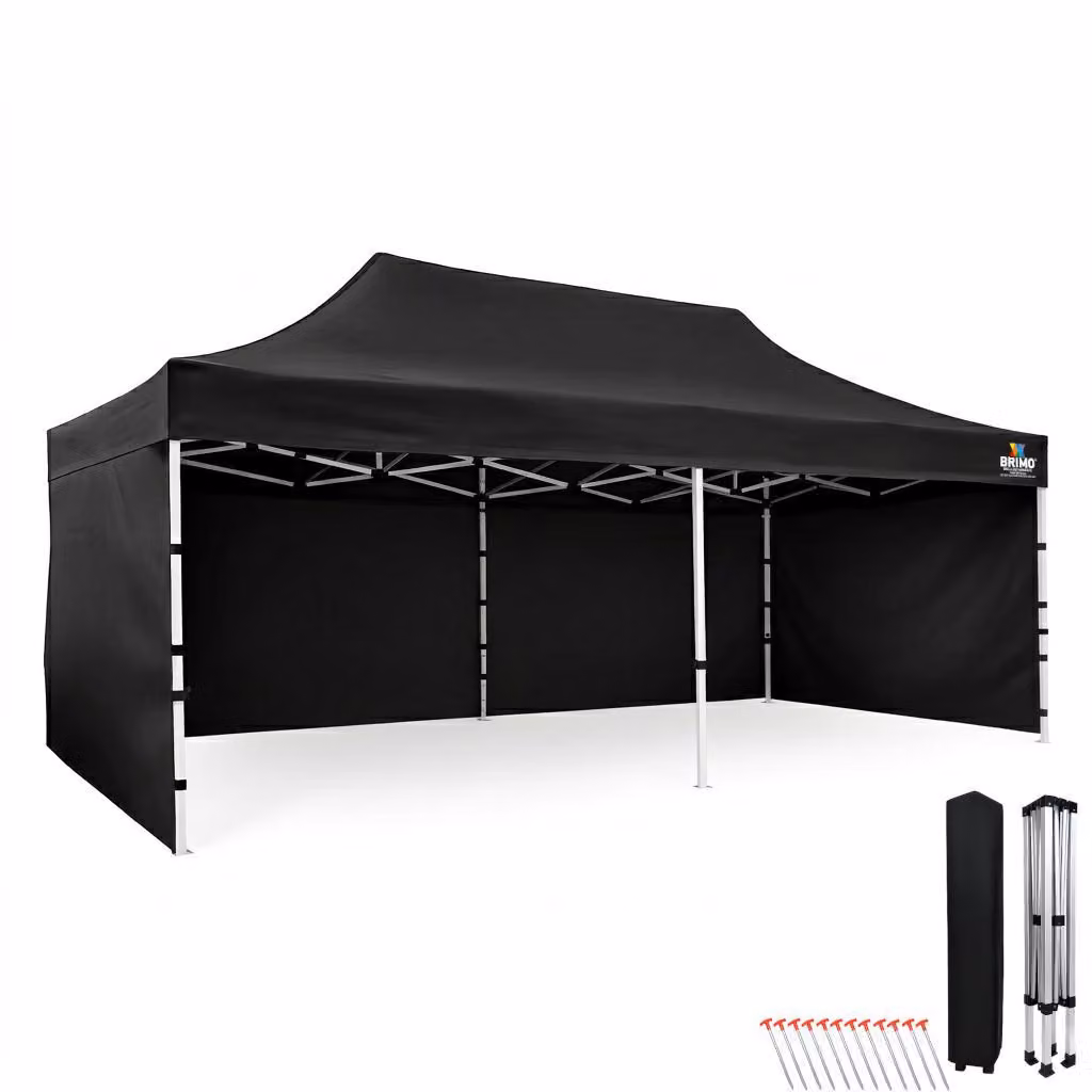 Gazebo pieghevole 3x6, tettoia mobile impermeabile 330 g/m², telaio in acciaio + 3 pareti