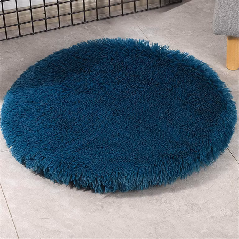 Tappetino per cani, cuccia per animali domestici, lavabile, in peluche, colore blu-verde, diametro 40 cm
