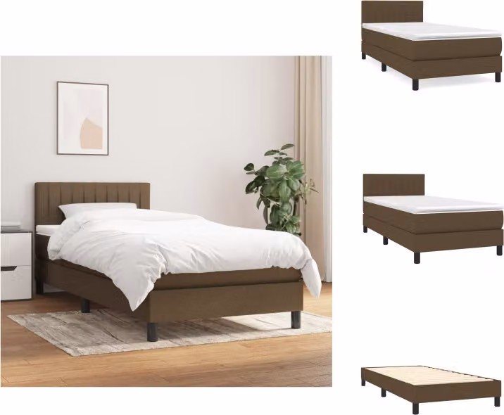 vidaXL Letto a molle con materasso in tessuto marrone scuro 100x200 cm - Letti e strutture letto