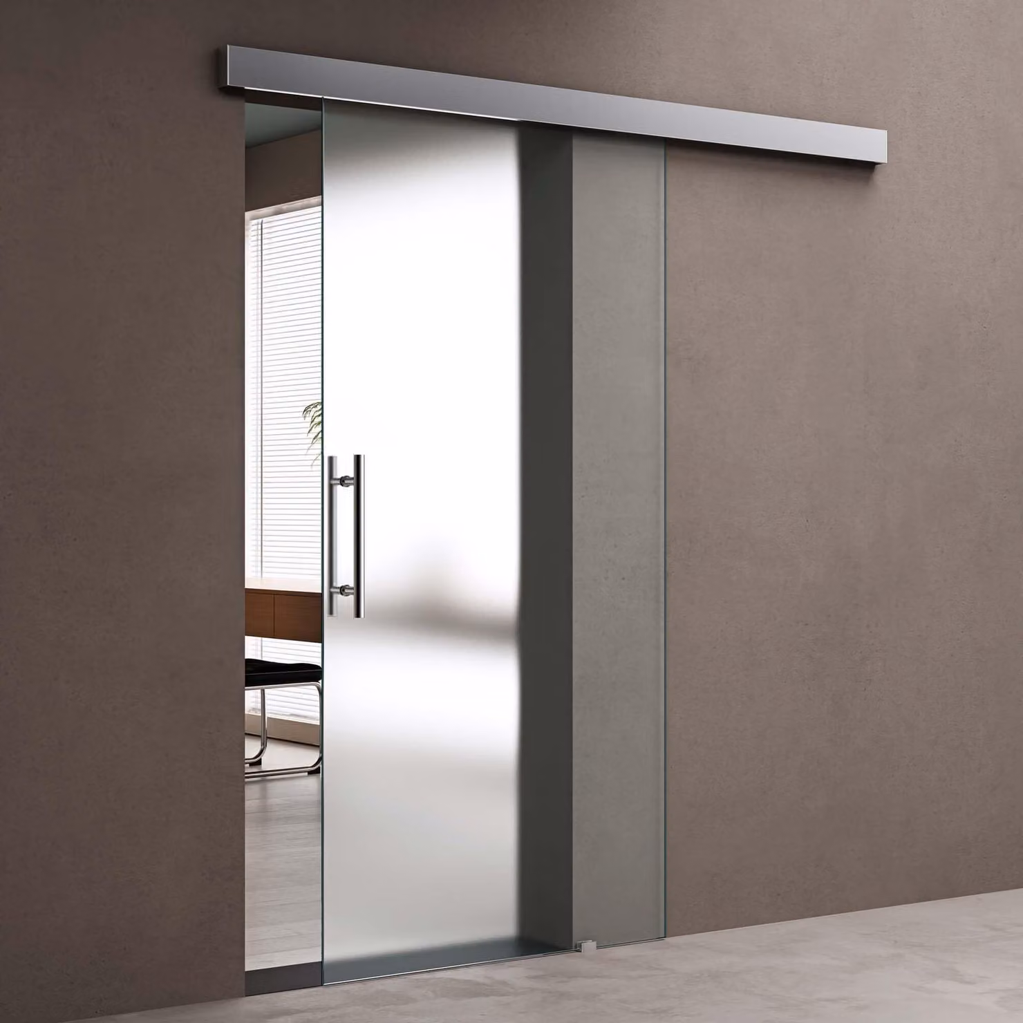 doporro Porta Scorrevole in Vetro Temperato Satinato 8 mm, con Binario in Alluminio Cromato, Soft-Close, 77,5x205 cm Amalfi14