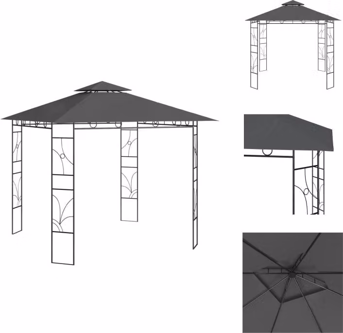 vidaXL Gazebo 3x3x2,7 m, colore antracite, tessuto da 160 g/m² - Gazebo e tende per eventi