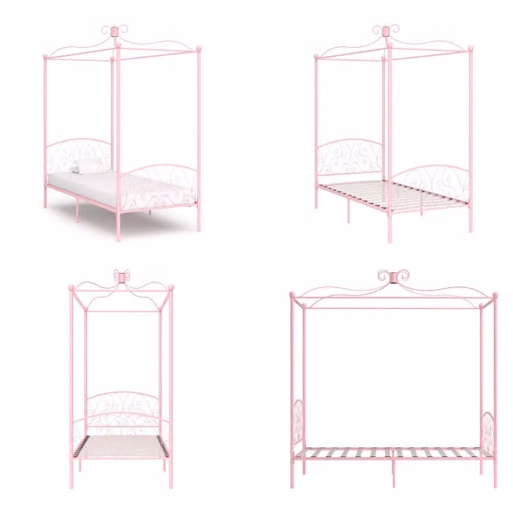 vidaXL Struttura letto a baldacchino in metallo rosa 90 x 200 cm - Struttura letto - Cornici letto - Struttura letto - Letto