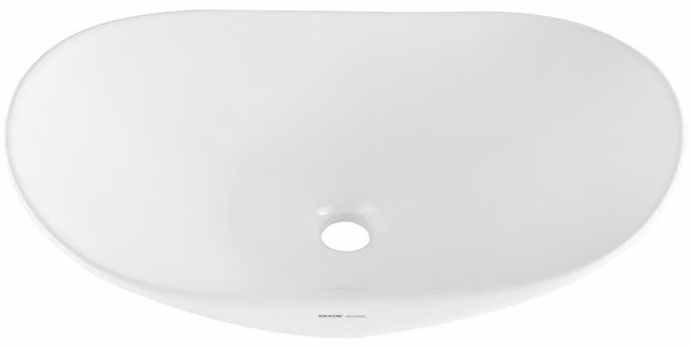 Lavabo ovale - 592 x 361 x 158 mm - In Vetroceramica - Bianco
