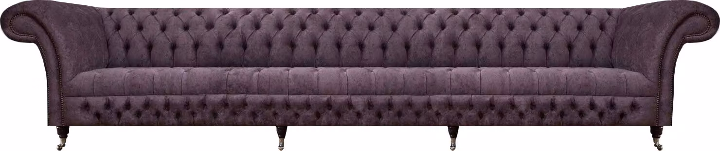 Luxus Polstermöbel Chesterfield Viersitzer Sofa Couch Stoff Wohnzimmer