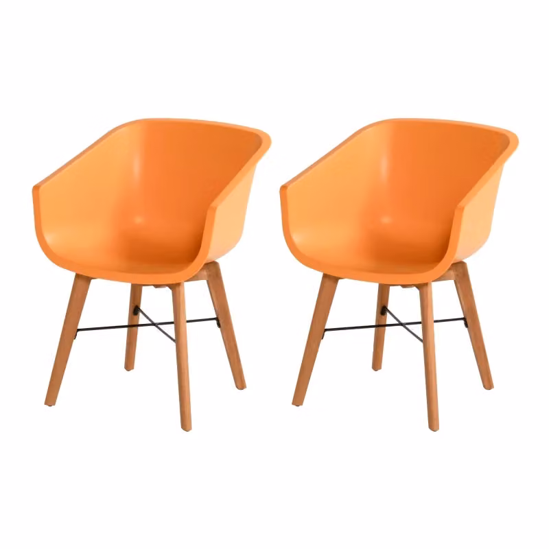 Set di 2 sedie AMALIA Eucalyptus HARTMANN in legno di eucalipto trattato, colore arancione, con braccioli, ideali per giardino e terrazza – 2