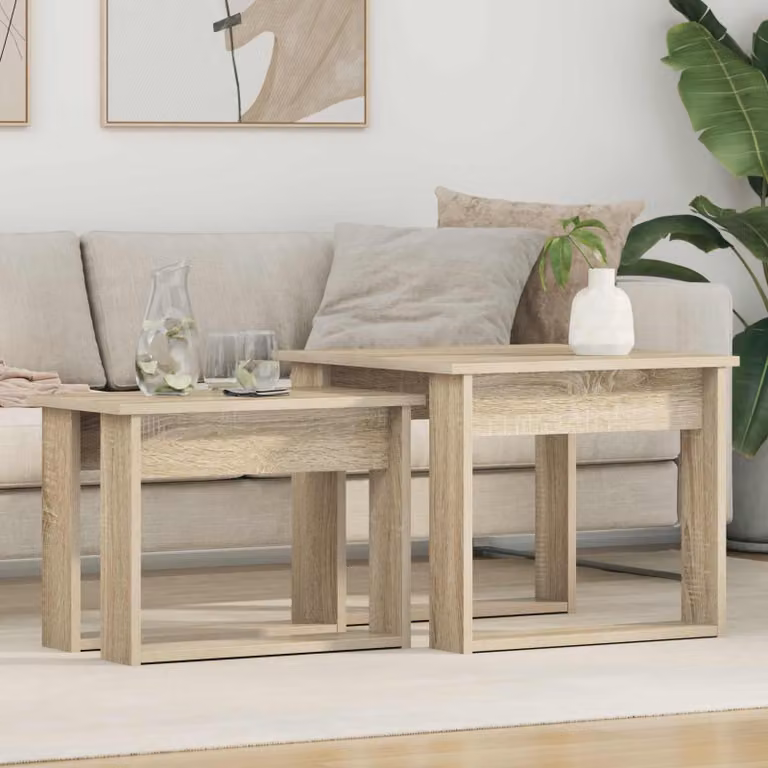 Maison Exclusive - Set di 2 tavolini da caffè in legno effetto rovere Sonoma, dimensioni 50 x 52 x 42 cm