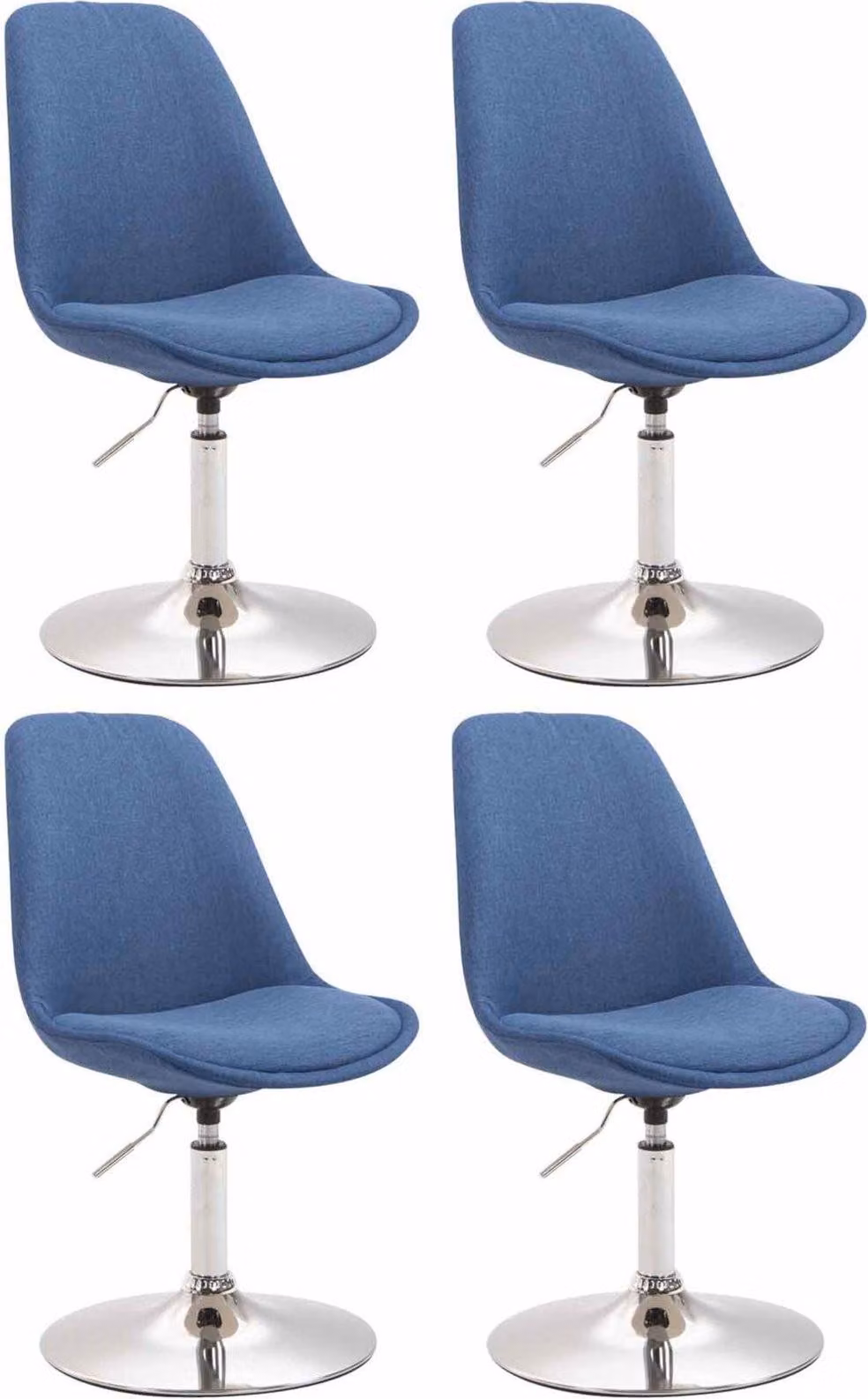 set di 4 sedie da pranzo - sedie da cucina - design moderno, seduta confortevole | colore: blu | colore base: cromo